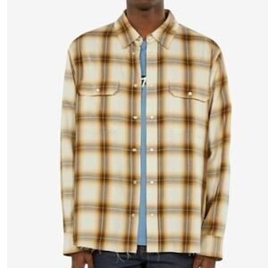 The Kooples Tan and Brown Checkered Shirt (XL)